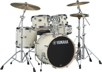 Yamaha Stage Custom Birch 5-piece Shell Pack in Classic White finish, designed for versatile performance and warm, punchy acoustic sound, (SBP0F50CLW)