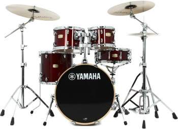 Yamaha Stage Custom Birch 5-piece Shell Pack in Cranberry Red finish, designed for versatile performance and warm, punchy acoustic sound, (SBP0F50CR)