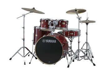 Yamaha Stage Custom Birch 5-piece Shell Pack in Cranberry Red finish, designed for versatile performance and warm, punchy acoustic sound, (SBP2F50CR)