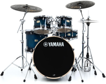 Yamaha Stage Custom Birch 5-piece Shell Pack in Deep Blue Sunburst finish, designed for versatile performance and warm, punchy acoustic sound, (SBP2F50DUS)