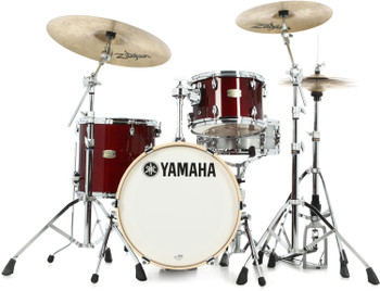 Yamaha Stage Custom Bop 3-piece Shell Pack in Cranberry Red finish, designed for compact jazz-style setups with punchy acoustic sound and versatile performance, (SBP8F3CR)