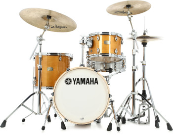 Yamaha Stage Custom Bop 3-piece Shell Pack in Natural Wood finish, designed for compact jazz-style setups with punchy acoustic sound and versatile performance, (SBP8F3NW)