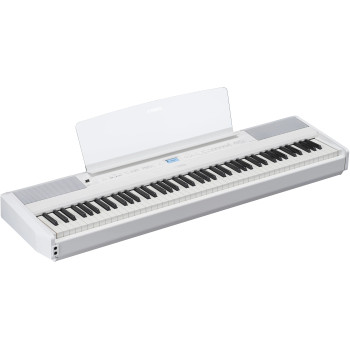 Yamaha P525WH White 88-key high-end digital piano with glossy white end caps. Includes PA300C power adapter and FC4A sustain pedal