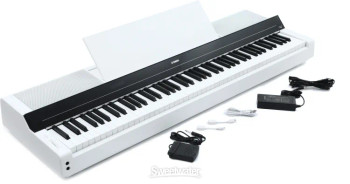 Yamaha PS500WH White 88-key digital smart piano for use with select iOS and Android devices. Includes PA500C power adapter and sustain foot switch