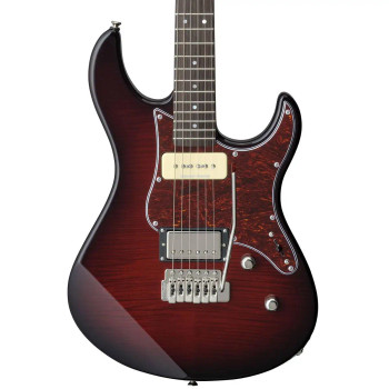 Yamaha, Pacifica Professional Electric Guitar in Dark Red Burst with Flame Maple Top, HSS Pickup Configuration, and Fast-Playing Performance Neck, (PAC611VFM DRB)