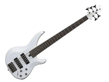 Yamaha 5-String Bass Guitar in White with active electronics and extended low-end range, designed for versatile performance and modern playability, (TRBX305 WH)