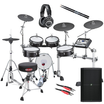 Yamaha DTX10K-M Electronic Drum Kit with Wood-Shell Mesh Pads and DTX-PROX Drum Module (Black Forest)