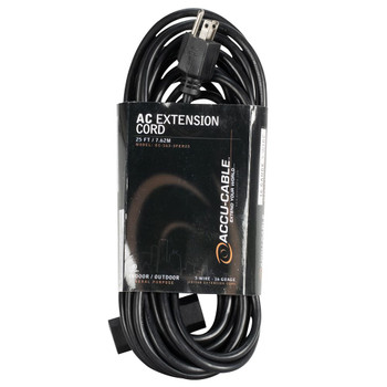 ADJ EC163-3FER25 AC Extension Cord with Three Outlets (16 AWG, Black, 25')