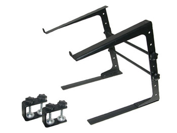 Black Laptop/Gear L Stand with Table/Case Clamps (LSTAND)