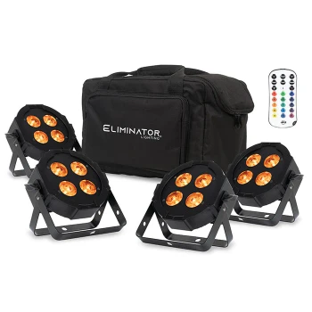 ADJ Mega Flat Hex L Pak 4 Lighting Package with Four LED PAR Fixtures and Wired Digital Communication Network (MEG400)