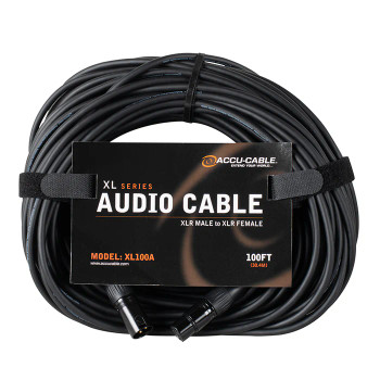 ADJ XL100A Accu-Cable XLR Male to XLR Female Balanced Audio Cable (100')