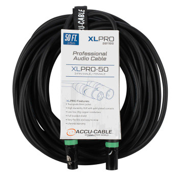 ADJ Accu-Cable XLPRO-50 XLR3M to XLR3F Audio Cable (50')