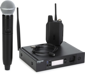 Shure GLXD124R+/85M-Z3 Dual Band Digital Wireless Combo System with GLXD4R+ Rackmount Receiver, WL185 Lavalier Microphone, and SM58 Handheld Microphone (GLXD124R+/85M-Z3)