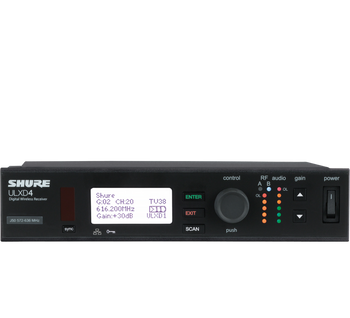 Shure ULXD4GV=-J50A Single Digital Wireless Receiver with Always On AES256 Encryption, PS41US Power Supply, 1/2 Wave Antenna and Rack Mounting Hardware, 572–620 MHz (ULXD4GV=-J50A)