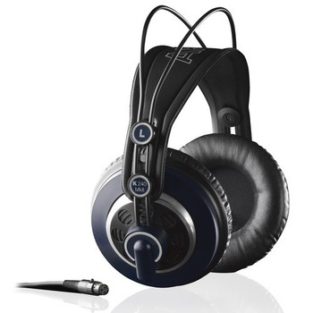 AKG, K240 MKII semi-open circumaural studio headphones with detachable cable, velvet ear pads, coiled cable, and stage blue finish, (2058X00190)