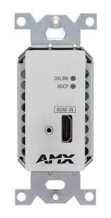 AMX DX-TX-DWP-4K-WH DXLink 4K HDMI Decor Style Wallplate Transmitter (US) with 4K UHD Support, HDCP Compliance, Long-Distance AV Transport over Cat6A/Cat7 Cable, White, (FG1010-330-WHFX)