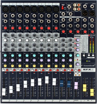 Soundcraft EFX8 8-Channel Analog Mixing Console with Built-In Lexicon Effects for Live Sound, Studio Recording, and Professional Audio Mixing Applications (SCR-E535000000US)