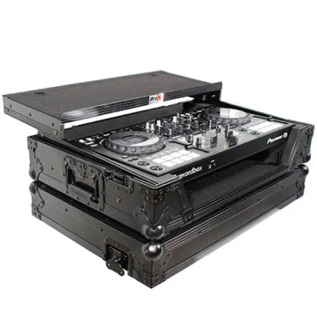 ProX XS-DDJ800-WLTBL Flight Case For Pioneer DDJ-800 Digital Controller with Sliding Laptop Shelf and Wheels - Black on Black