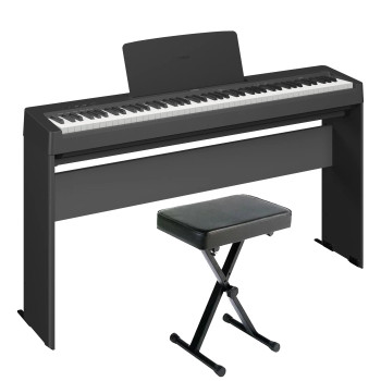 Yamaha, Overboxed Bundle with Black 88-Key Digital Piano, Matching L100B Furniture Stand, and PKBB1 X-Style Bench, (P143LXB)