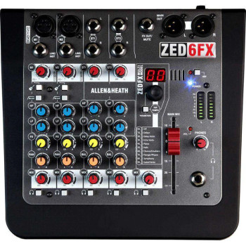 Allen & Heath ZED-6FX Analog Mixer – Compact Mixer with Built-In Effects Processor (AH-ZED6FX)