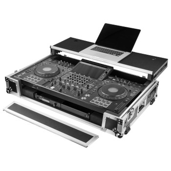 Odyssey Glide Style Flight Case for AlphaTheta XDJ-AZ with Dual 1U Rack Space, Laptop Platform, and Wheels (FZGSATXDJAZW)