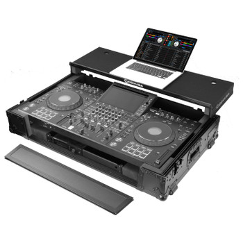 Odyssey Black Label Glide Style Flight Case for AlphaTheta XDJ-AZ with Dual 1U Rack Space, Laptop Platform, and Wheels (FZGSATXDJAZWBL)