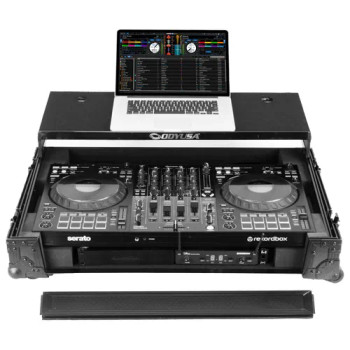 Industrial Glide Style 1U Flight Case for Pioneer DJ DDJ-FLX10 Controller with Laptop Platform and Wheels (810GSFLX101UM2)