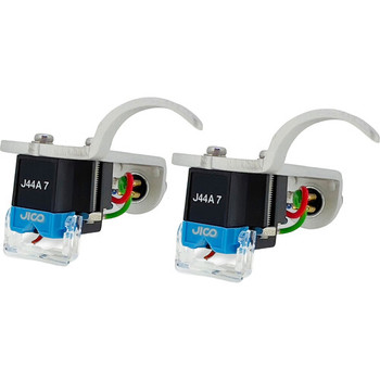 JICO, J-AAC0835, OMNIA J44A 7 DJ IMP SD Silver (2-Pack) Cartridge Set with Silver Headshells for High-Output DJ Playback and Scratch Performance