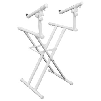 White Heavy-Duty Two Tier X-Stand for DJ Coffins and Controller Cases (LTBXS2WHT)