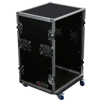 Odyssey 16U Space Saver Pro Amplifier Rack Flight Case with Wheels (FZSRPAR16W)