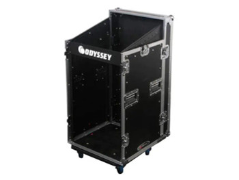 Odyssey 11U Top Slanted / 16U Bottom Vertical Space Saver Combo Rack with Wheels (FZSRP1116W)