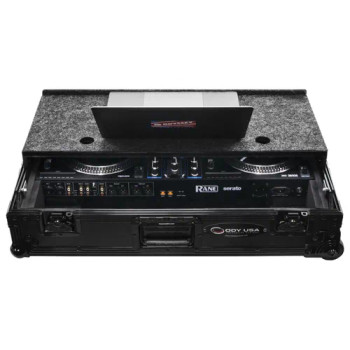 Odyssey RANE ONE 1U Black Flight Case with Glide Platform and Corner Wheels (FZGSRANEONEBLCW)