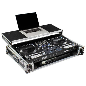 Odyssey FZGSRANE4W1 RANE FOUR 1U Flight Case with Glide Style Laptop Platform and Wheels (FZGSRANE4W1)