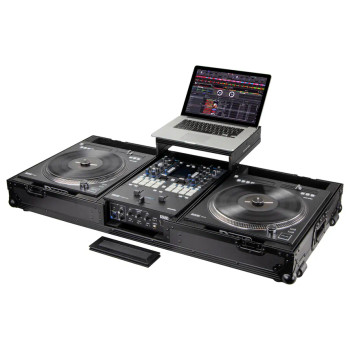 Odyssey FZGSRANE1272WBL Black Low Profile Rane Twelve and Rane Seventy / Seventy-Two Coffin Flight Case with Glide Platform (FZGSRANE1272WBL)
