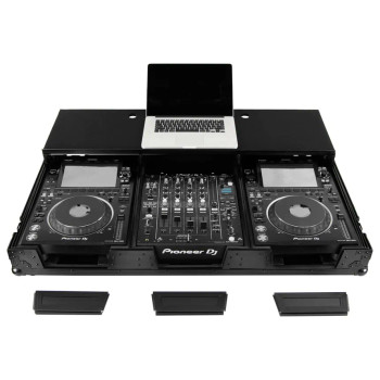 Odyssey FZGSP12CDJW2BL Black Label Full Glide Platform DJ Coffin Flight Case for 12" Format DJ Mixer and Two Large Format Media Players (FZGSP12CDJW2BL)