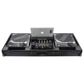 Odyssey FZGSLBM12WRBL Black Low Profile 12" Format DJ Mixer and Two Battle Position Turntables Flight Coffin Case with Wheels and Glide Platform (FZGSLBM12WRBL)