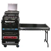 Odyssey FZGS1116WDLX Deluxe 11U Top Slanted 16U Bottom Vertical Pro Combo Rack with Casters, Side Table, and Glide Platform (FZGS1116WDLX)