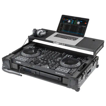 Odyssey Black Label DDJ-FLX10 1U Flight Case with Corner Wheels (FZDDJFLX10CWBL)