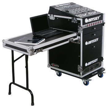 Odyssey Deluxe 13U Top Slanted / 16U Bottom Vertical Pro Combo Rack with Side Table and Casters (FZ1316WDLX)