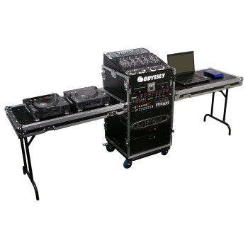 Odyssey 11U Top Slanted / 16U Vertical Pro Combo Rack with Dual Side Tables and Casters (FZ1116WDLX-II)