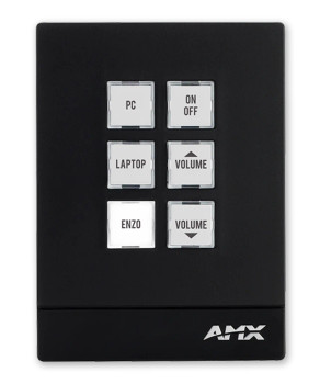 AMX MCP-106P-BL Massio 6-Button Ethernet ControlPad, Portrait Black, Fits Standard 1-Gang US, UK, or EU Back Boxes with PoE Network Connectivity and Integrated Control Functionality, (FG2102-06P-BL)