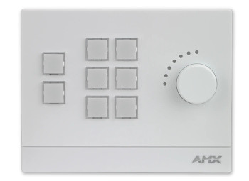 AMX MCP-108-WH Massio 8-Button Ethernet ControlPad with Rotary Knob, White, Fits Standard 2-Gang US, UK, or EU Back Boxes with PoE Network Connectivity and Integrated Control Functionality, (FG2102-08-W)