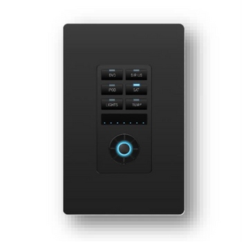 AMX MET-6NE-BL Metreau 6-Button Ethernet Keypad with Navigation Controls, Decora-Style Wallplate Installation, Black Finish, (FG5793-01-BL)