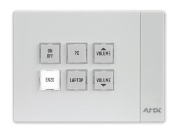 AMX MKP-106P-WH Massio 6-Button Ethernet Keypad, Portrait Design, White Finish, Fits Standard 1-Gang US, UK, and EU Back Boxes, Compatible with NetLinx Control Systems, (FG5793-06P-W)