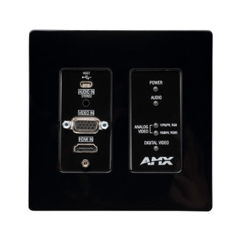 AMX NMX-ENC-N1115-WP-BL SVSI Wallplate Video over IP Encoder, Black Finish, Features Minimal Compression Streaming, HDMI and VGA Video Inputs, Audio, Serial Control, Ethernet Connectivity, and KVM-over-IP Support, (FGN1115-WP-BL)