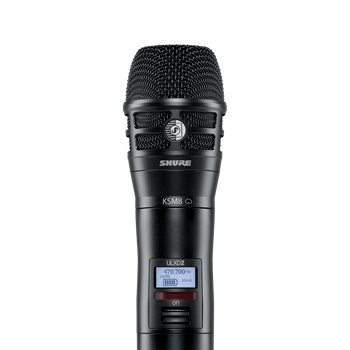 Shure Black Handheld Wireless Transmitter with KSM8 Dual-Diaphragm Dynamic Capsule for ULX-D Digital Wireless Systems, X52 Frequency Band for Professional Vocal Performance and Stable RF Transmission (ULXD2/K8B=-X52)
