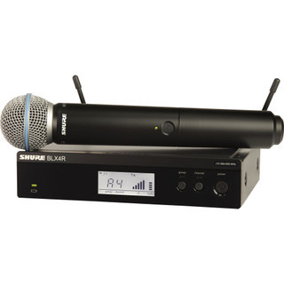 Shure BLX24R/B58-J11 Rackmount Vocal Wireless System with BLX4R Receiver and BLX2 Handheld Transmitter with Beta 58 Microphone, J11 Band (BLX24R/B58-J11)