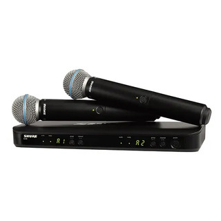 Shure BLX288/B58-H10 Dual Wireless Vocal System with Two BLX2 Handheld Transmitters with Beta 58 Microphones and BLX4 Receiver, H10 Band (BLX288/B58-H10)
