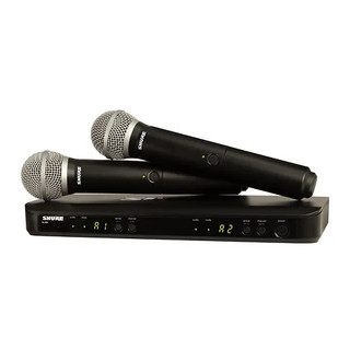 Shure BLX288/PG58-H11 Dual Wireless Vocal System with BLX88 Dual Receiver and Two BLX2 Handheld Transmitters with PG58 Microphones, H11 Band (BLX288/PG58-H11)