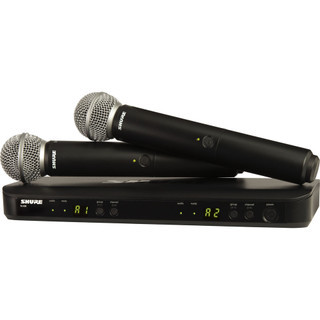 Shure BLX288/SM58-J11 Dual Wireless Vocal System with BLX88 Dual Receiver and Two BLX2 Handheld Transmitters with SM58 Microphones, J11 Band (BLX288/SM58-J11)